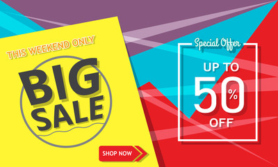 Big sale template banner, Special offer at discount up to 50% off. Vector illustration design. EPS10