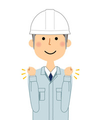 現場監督　ガッツポーズ