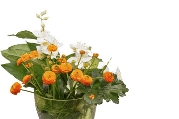 bouquet of yellow small wildflowers with jasmine