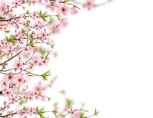 Obraz na płótnie Canvas Japanese sakura soft background. Branch of pink sakura blossom vector illustration