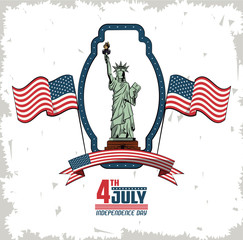 USA independence day design with liberty statue vector illustration graphic design