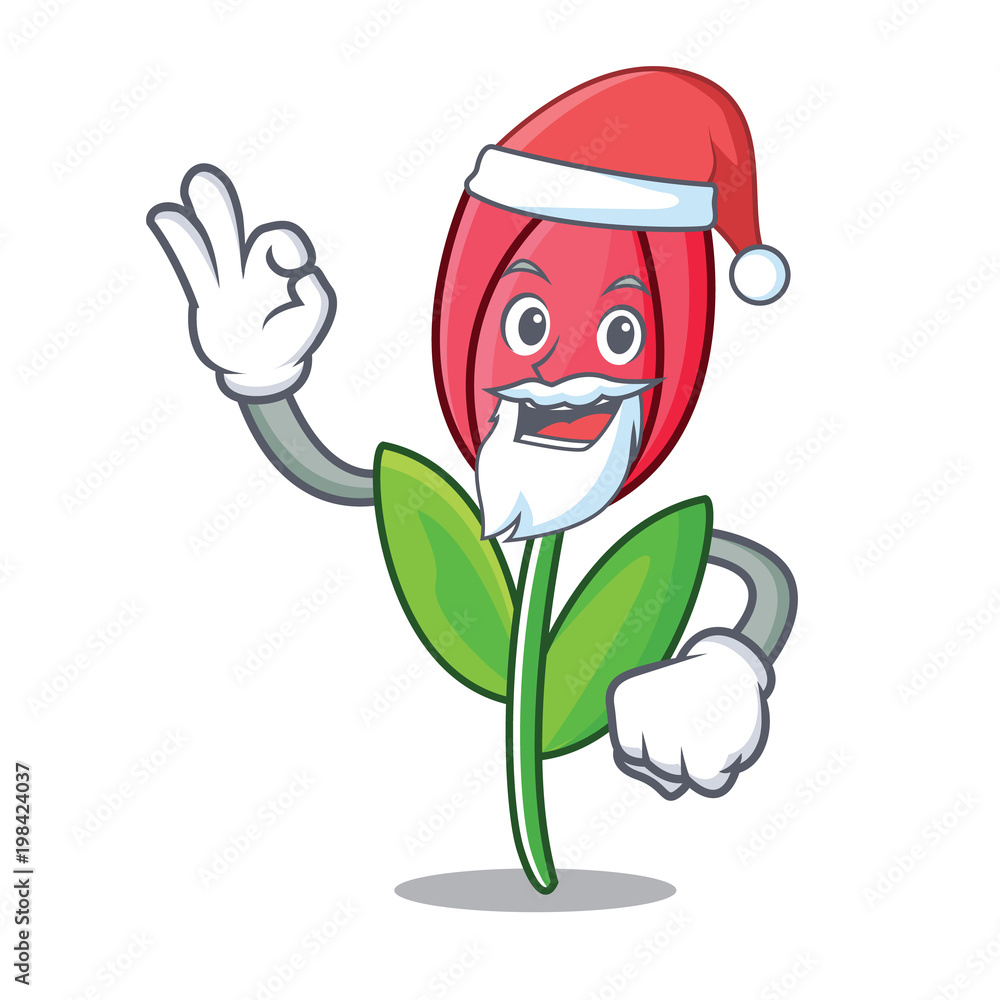 Sticker Santa tulip mascot cartoon style