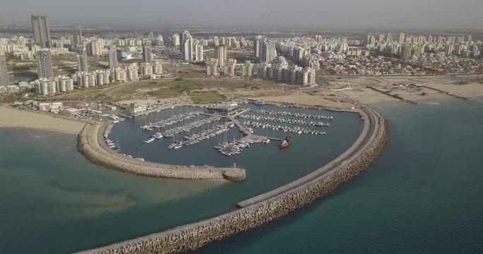Ashdod marine aerial view 4k drone footage