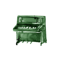 Piano. Musical instruments. Isolated on white background. Watercolor illustration