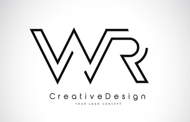 WR W R Letter Logo Design in Black Colors.