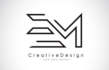 EM E M Letter Logo Design in Black Colors.