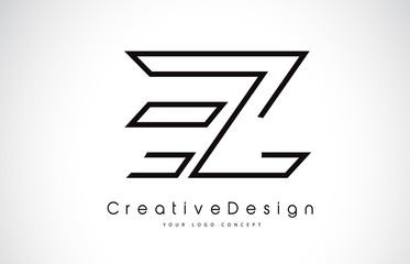 EZ E Z Letter Logo Design in Black Colors.
