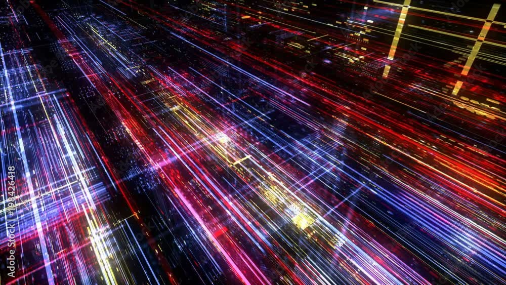 Poster abstract digital abstract virtual city. scanning city for hackers attack concept. software developer