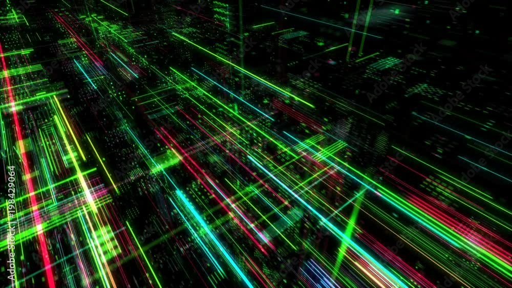 Poster abstract digital matrix particles grid virtual reality abstract cyber space science and technology b