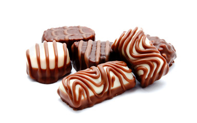 Assortment of chocolate candies sweets isolated