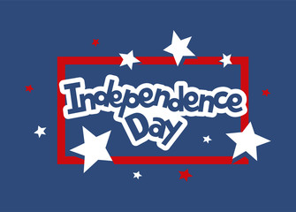Independence day of the United States, 4th of July. Hand-drawn greeting card. Typography illustration for t-shirt, apparel and print