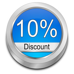 10% Discount button - 3D illustration