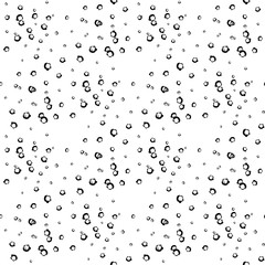 Hand Drawn Black and White Seamless Grunge Dust Messy Pattern With Ink Doodles. Circles, Spots and Dots Endless Textures