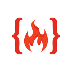 Burn Code Logo Icon Design