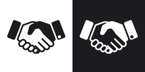 Vector handshake icon. Two-tone version on black and white background