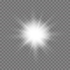 Glow light effect. Star burst with sparkles. Vector..