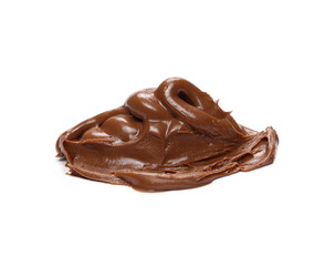 Cream chocolate spreading isolated on white background