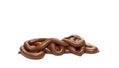 Cream chocolate spreading isolated on white background