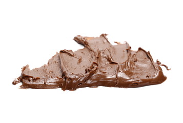Cream chocolate spreading isolated on white background