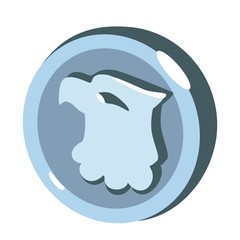 Cartoon silver coin with eagle's head