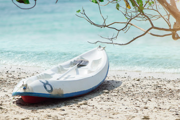 Kayaks on the beach.  The beach name Koh Kham at Sattahip city in Thailand.