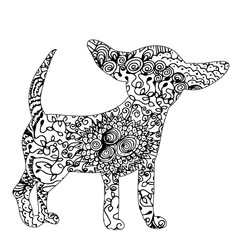 ornament dog, pattern on white background