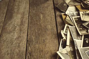 old photos on the wooden table