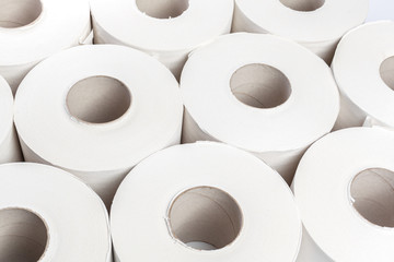 toilet paper on white background