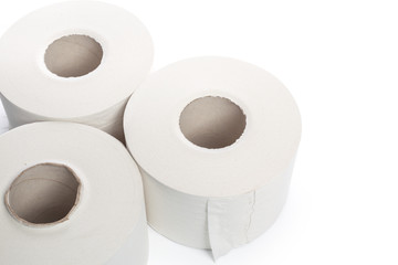 toilet paper on white background