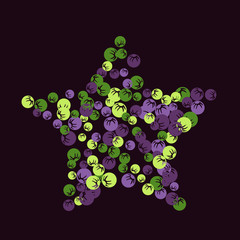 Vector Confetti Background Pattern. Element of design. Colored stylized berries on a black background