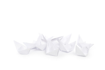 paper ships isolated on white