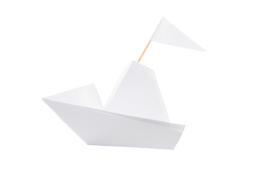 origami paper boat isolated on white background
