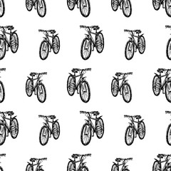 Cotton fabric pattern of the bicycles sketches