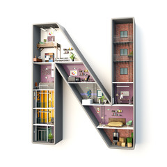 Interior of a construction in shape of letter "N"