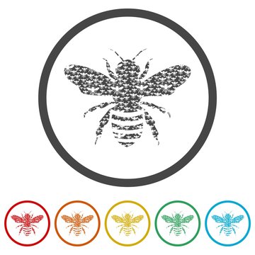 Bee Silhouette icon, 6 Colors Included