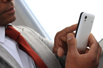 mobile phone with hand stock photo