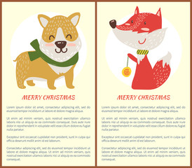 Merry Christmas Banner Congratulation from Dog Fox