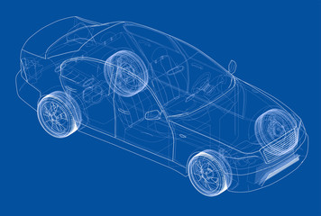 Naklejka na ściany i meble Concept car sketch