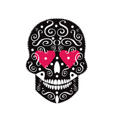Sugar skull icon with heart eyes