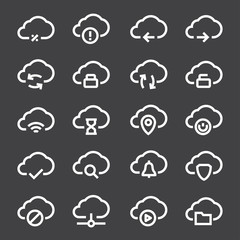 Cloud computing linear icons set