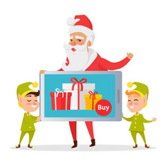 Christmas Sale Greeting Card with Santa and Elves