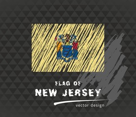 Flag of New Jersey, vector pen illustration on black background