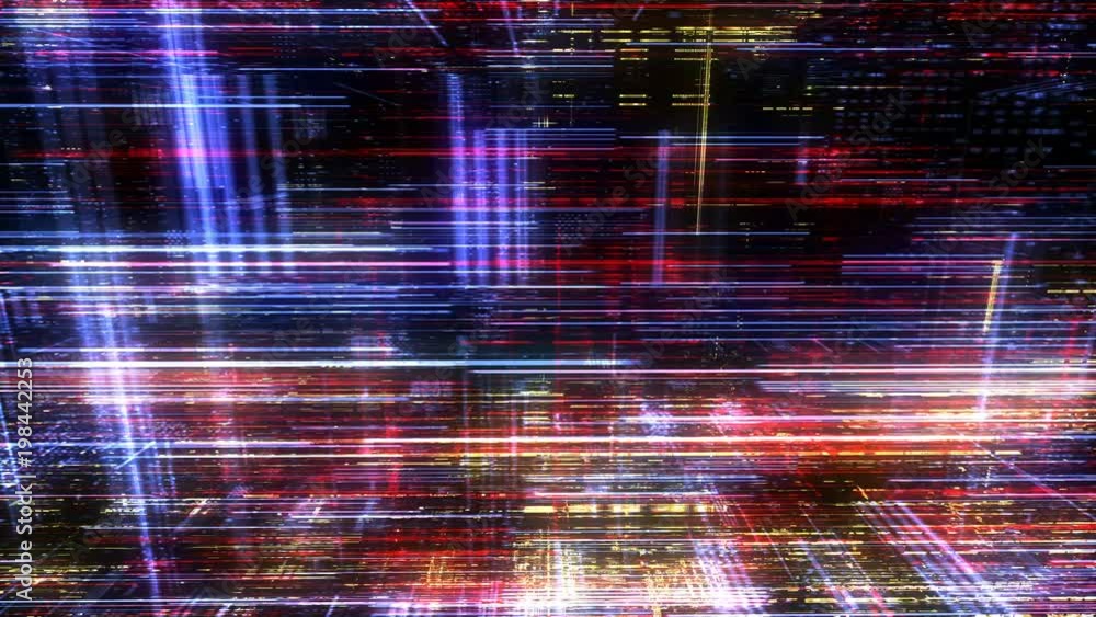 Poster abstract digital abstract virtual city. scanning city for hackers attack concept. software developer