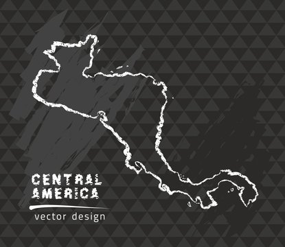  Map of Central America, Chalk sketch vector illustration