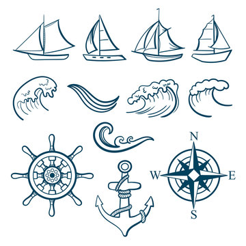 Sailing Sport Icons Set