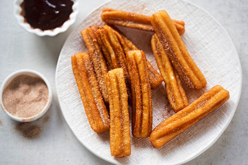 Churros with cinnamon sugar and chocolate sauce