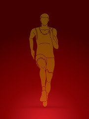 Fototapeta na wymiar Runners sprinting, Marathon running designed using pixels graphic vector