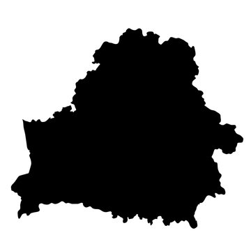 black silhouette country borders map of Belarus on white background of vector illustration