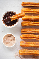 Churros with cinnamon sugar and chocolate sauce