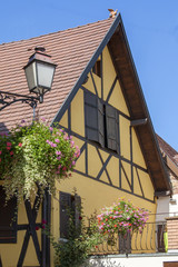 Fototapeta na wymiar Wangen, Maison typique alsacienne à colombages, Bas Rhin, Alsace, Grand Est
